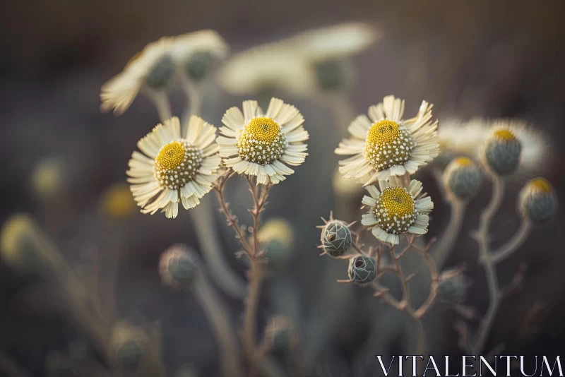 Delicate Daisies in the Desert: A Captivating Wildlife Photograph AI Image
