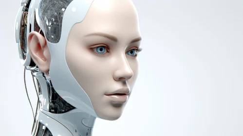 Female Android Head 3D Rendering