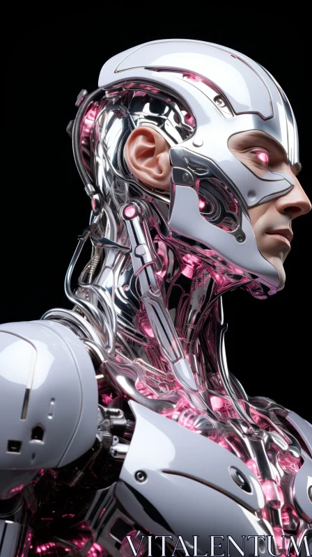 AI ART Futuristic Cyborg Head 3D Rendering