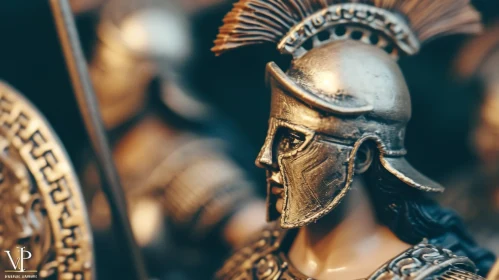 Greek Warrior Bronze Statue Close-Up AI Image