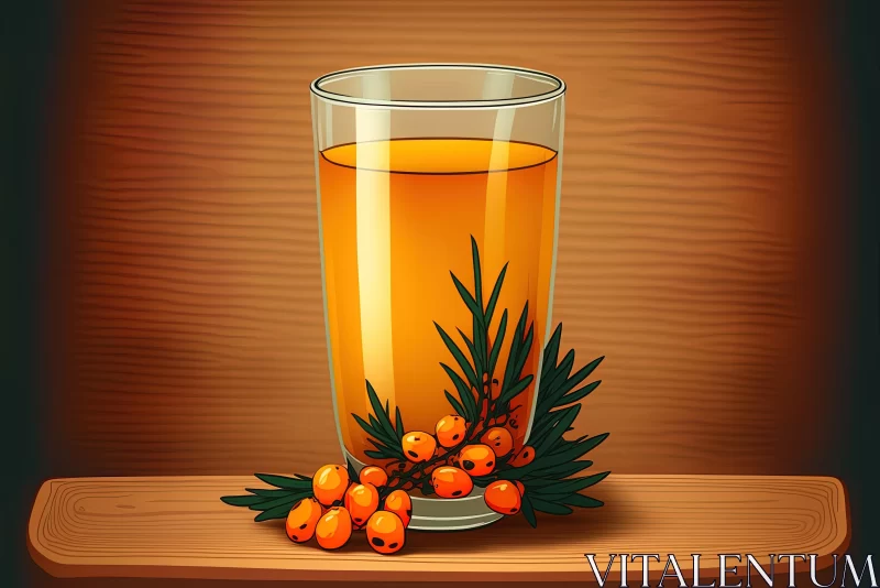 Hyper-Realistic Drink Illustration on Wooden Background AI Image