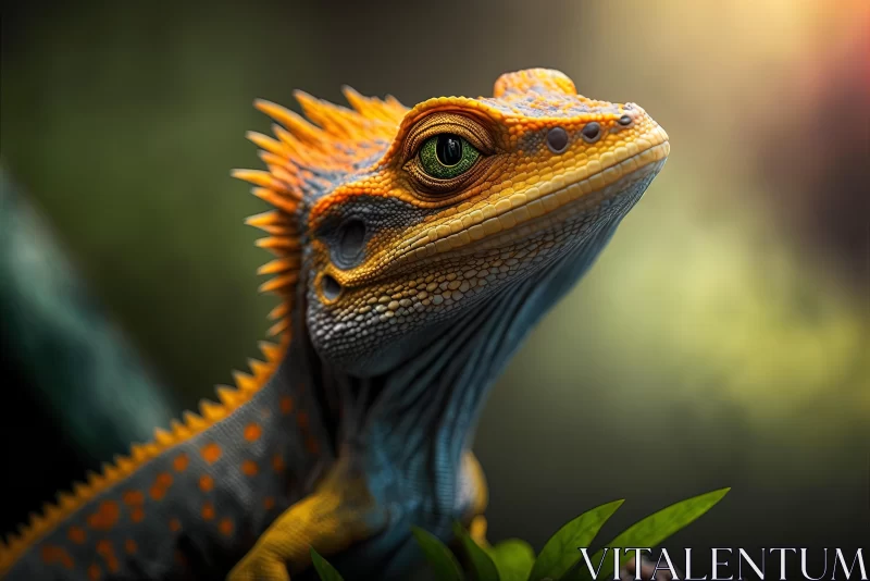 Mesmerizing Orange and Blue Lizard - Realistic Dragon Art AI Image