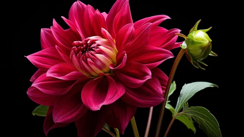 Red Dahlia Flower in Full Bloom - Floral Photography