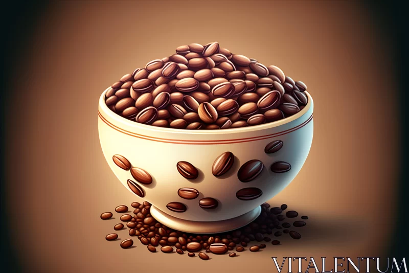Captivating Coffee Bowl with Beans on Brown Background | Hyper-Detailed Still Life Art AI Image
