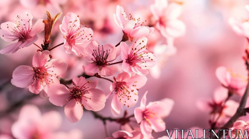 Cherry Blossom Tree Branch in Full Bloom AI Image