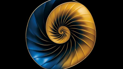 Golden Spiral 3D Rendering on Dark Blue Background