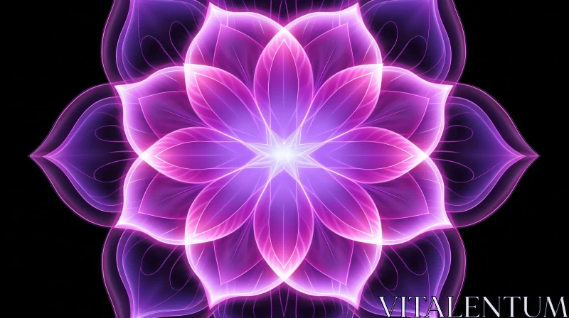 Intricate Pink and Purple Mandala with Flower AI Image