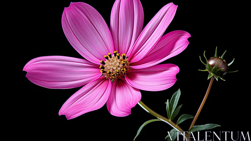 Pink Cosmos Flower in Full Bloom - Nature Photography AI Image