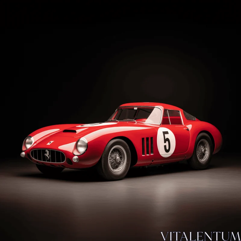 Red Ferrari Sports Car Against Dark Background - Restored and Repurposed AI Image