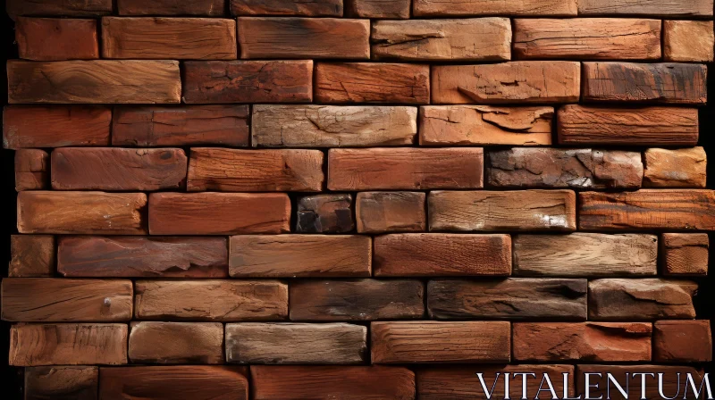 AI ART Wooden Brick Wall Texture Photo