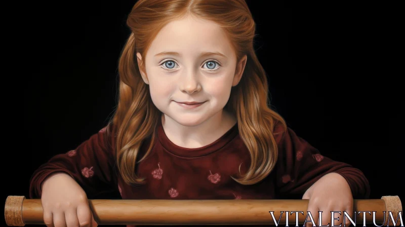 Beautiful Portrait of a Young Girl with Red Hair and Blue Eyes AI Image