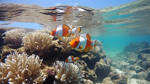 Enchanting Underwater Photo of Clownfish in Coral Reef