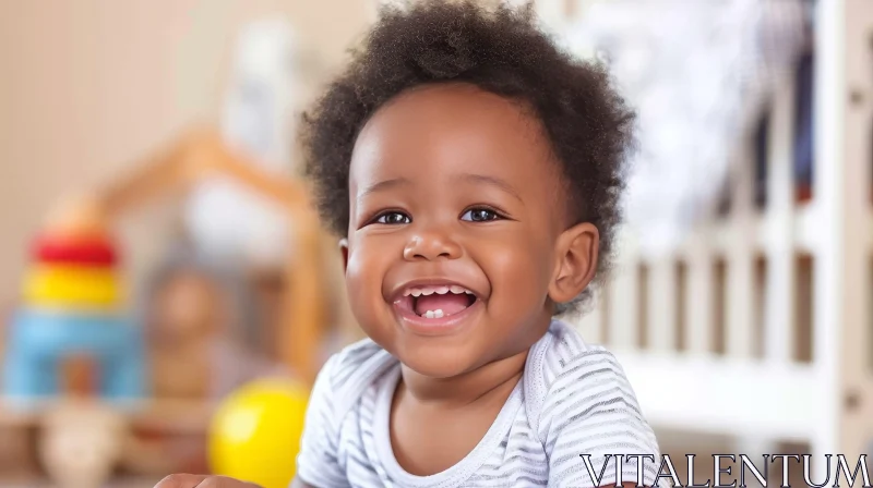 African-American Baby Boy Portrait | Smiling Child Photo AI Image