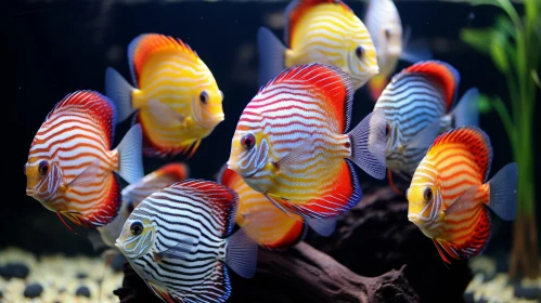Colorful Discus Fish in Underwater Habitat
