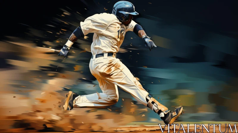 Intense Baseball Player in Action AI Image