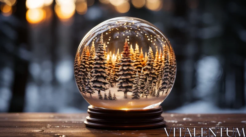 Winter Scene Snow Globe 3D Rendering AI Image