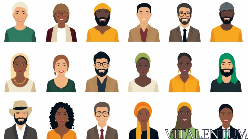 Diverse Flat Design People Icons for Various Projects AI Image
