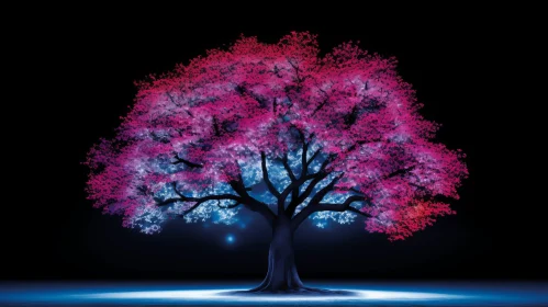 Enchanting Tree with Pink and Blue Flowers