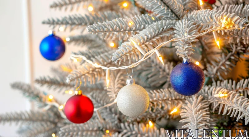 Festive Christmas Tree with Ornaments and Lights AI Image