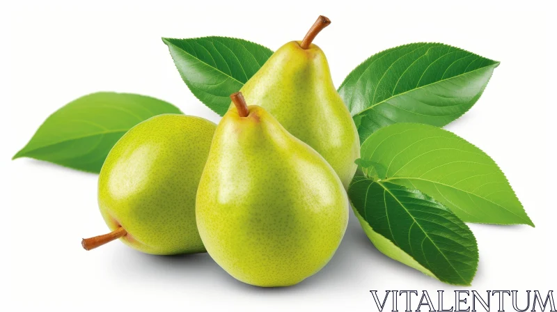 Green Pears Arrangement on White Background AI Image