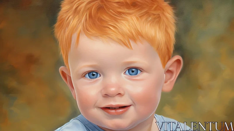 Smiling Young Boy Portrait Painting AI Image