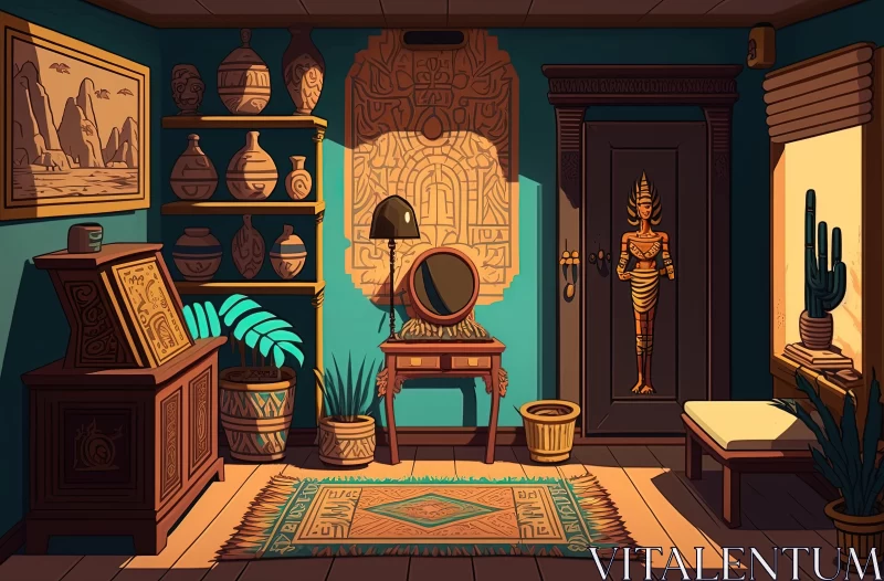 Tropical Symbolism in Ancient Egypt: Hyper-Detailed Illustrations AI Image
