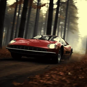 Captivating Ferrari Sports Car in Enchanting Forest | Artistic Image