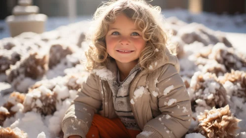 Charming Little Girl in Snowy Landscape