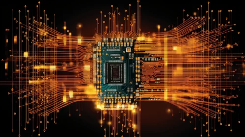 Intricate Circuit Board with CPU and Electrical Components