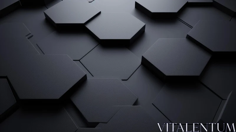 Black Hexagonal Pattern - 3D Background Rendering AI Image