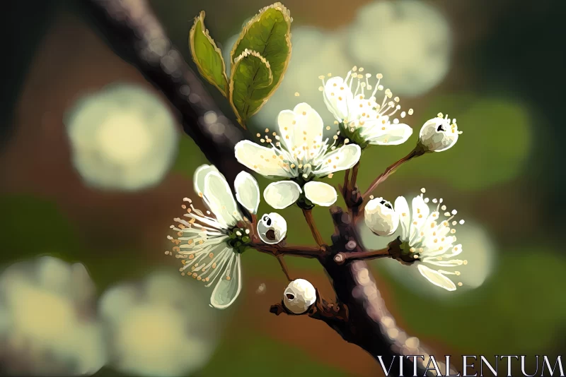 AI ART Blossoming Branch with White Flowers - Captivating 2D Game Art