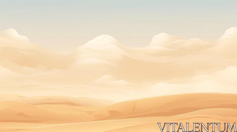 AI ART Desert Landscape Vector Illustration - Vibrant Colors