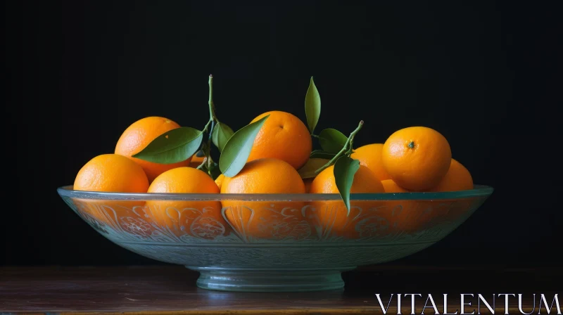 AI ART Ripe Oranges in Glass Bowl Still Life