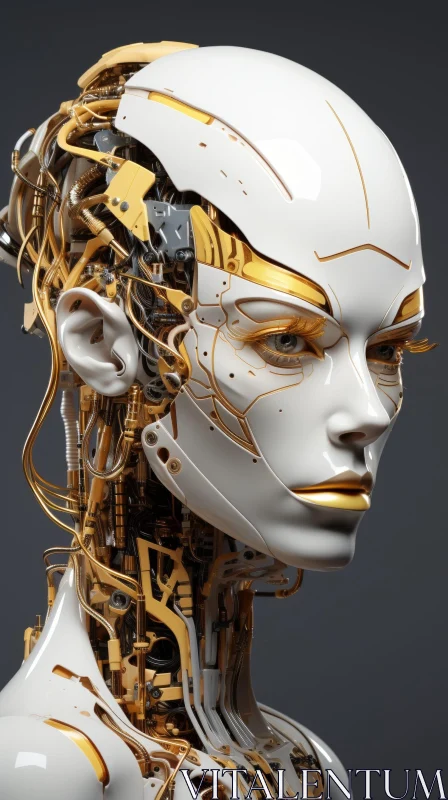 AI ART Serene Female Android Head 3D Rendering