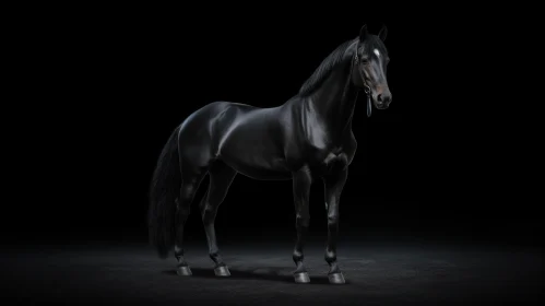 Black Horse Studio Shot with Bridle