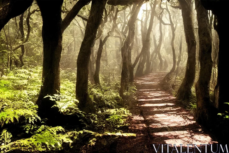 Enchanting Path Through a Mystical Forest - Captivating Wilderness AI Image