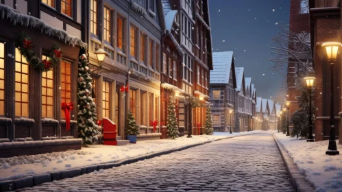 Winter Wonderland: Serene Christmas Street Scene