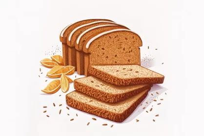Exquisite Banana Bread with Orange Slices - Highly Detailed Illustration