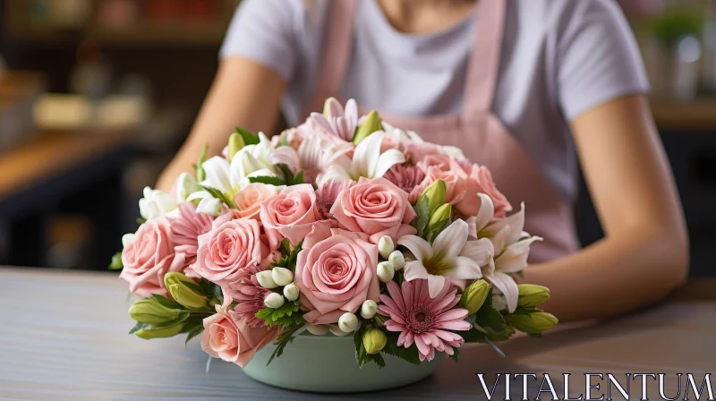 Pink and White Flowers in Flower Shop AI Image