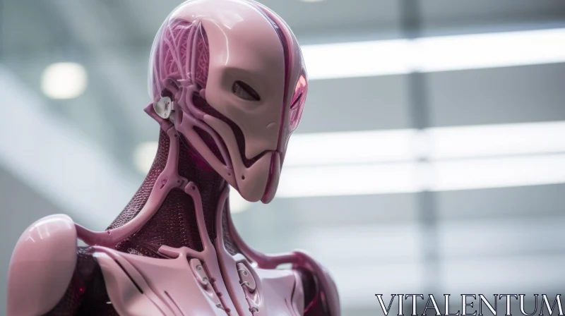 Pink Robot 3D Rendering - Futuristic Technology Artwork AI Image