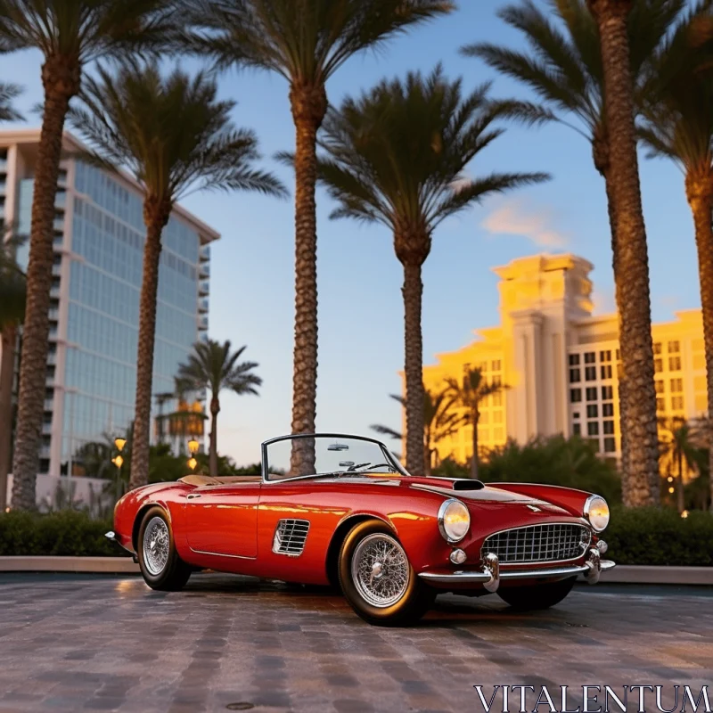 Timeless Elegance: Captivating Red Sports Car in a Courtyard AI Image