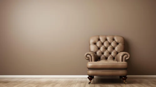 Vintage Brown Leather Armchair in Textured Room