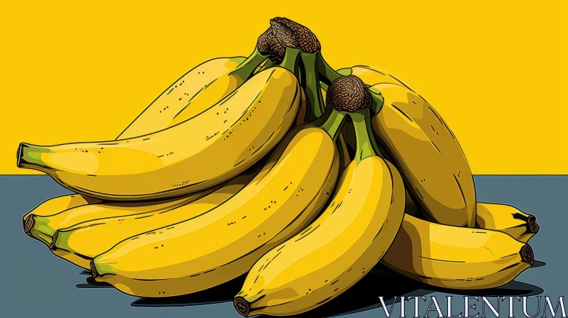 Yellow Bananas Cluster Illustration AI Image