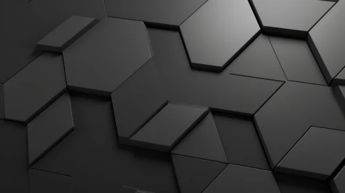 Black Hexagons Abstract 3D Background