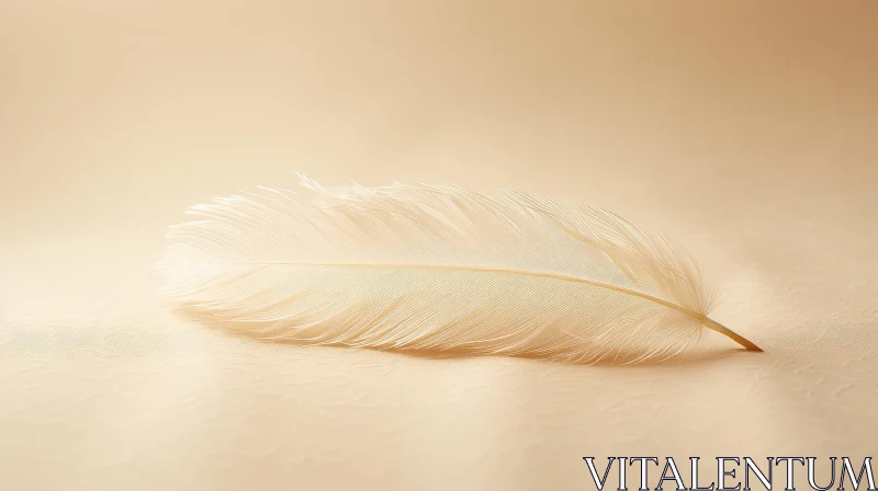 Delicate Feather on Beige Silk - Tranquil Textures AI Image