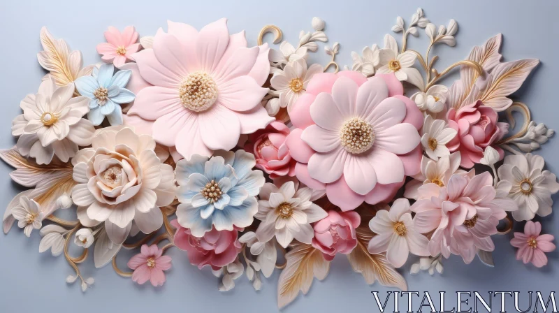 Elegant Floral 3D Rendering for Wedding Invitations AI Image