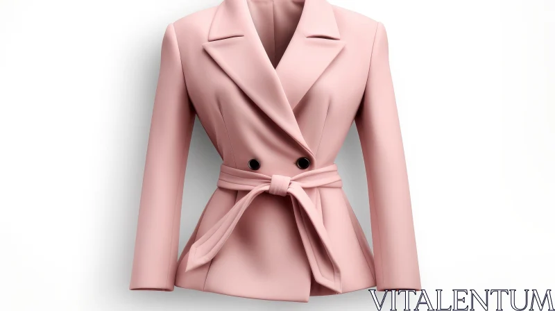 Elegant Pink Women's Suit Jacket with Belt AI Image