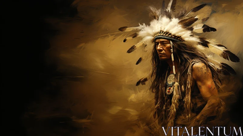 AI ART Native American Man Painting in Realistic Style