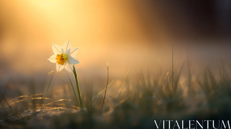 Beautiful Daffodil Flower in Lush Field AI Image