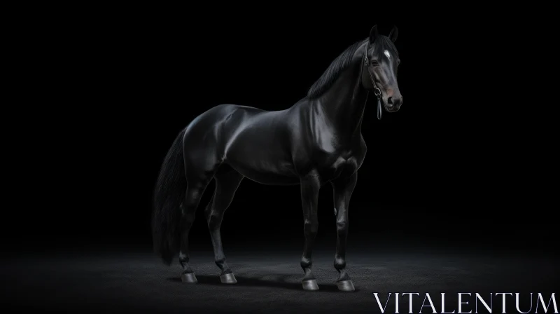 Black Horse Studio Shot with Bridle AI Image